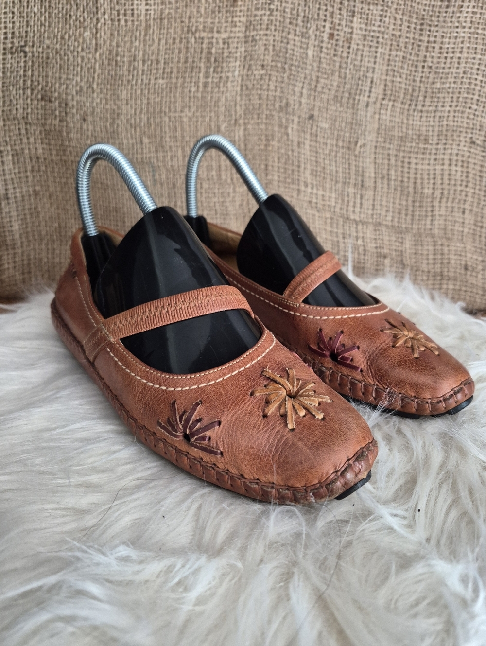 Pikolinos Women’s Tan Leather Slip-On Flats Mary Janes Size 36